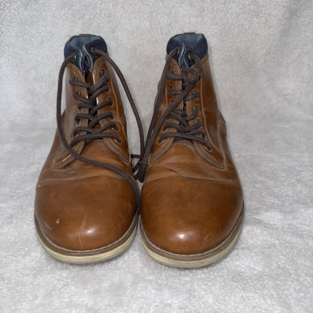 Gap Mens Lace Up Ankle Boots Size 8 Brown Faux Leather Casual Workwear